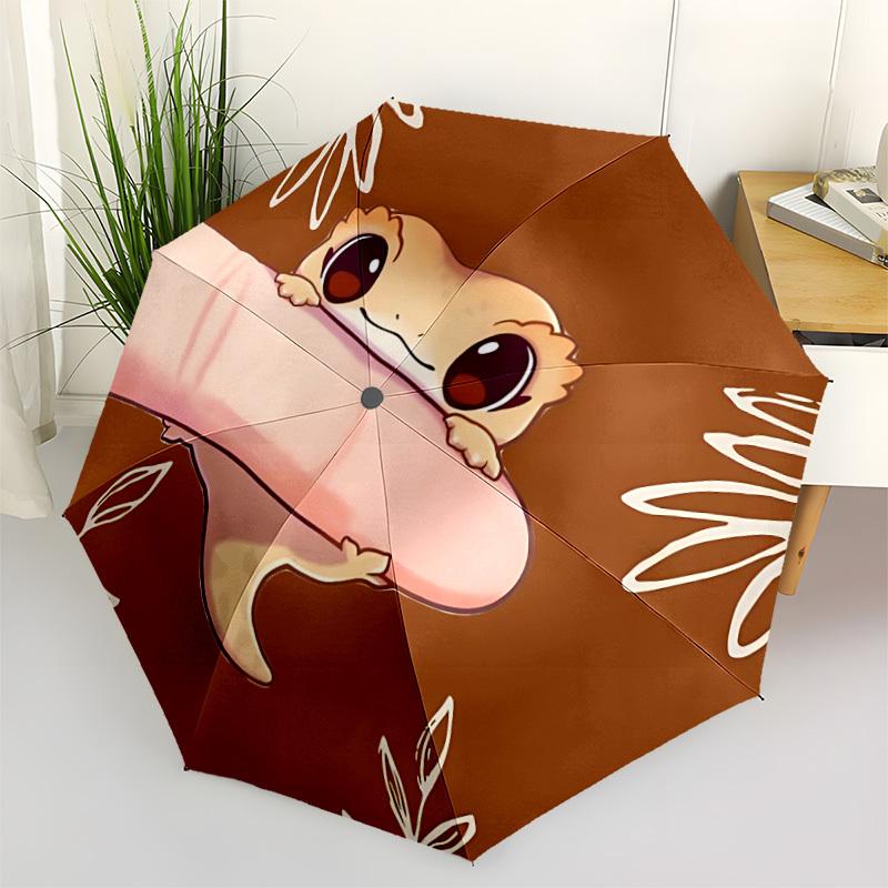 1pc Lizard Leaf Cute Fashionable Automatic Opening/Closing Folding Umbrella with 8 Bones, Windproof Portable, Daily Use132