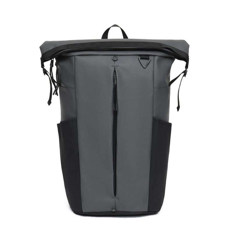 Roll mouth business backpack commuter laptop bag men's high-end sense backpack travel light function bag