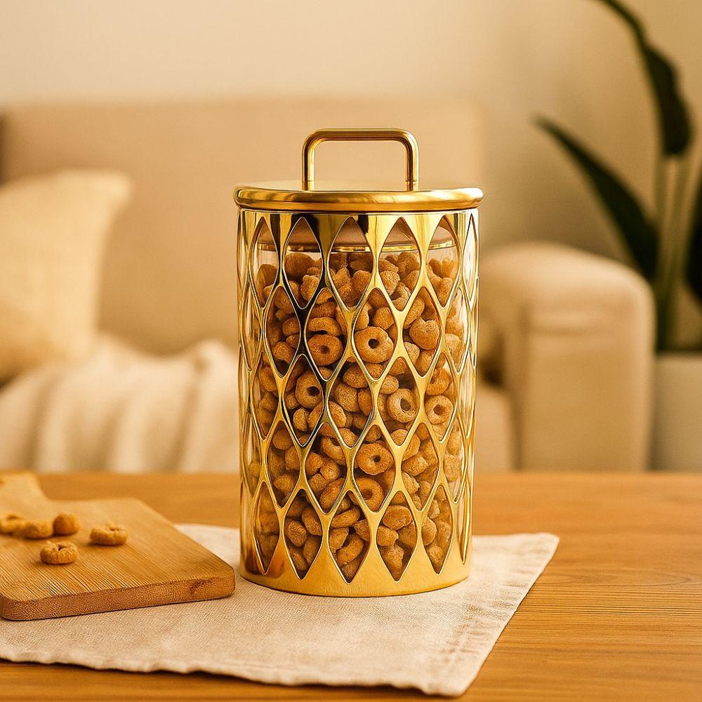 Gold-plated Food Storage Jar Acrylic Storage Box Decorative Jar Sealed Jar  Home Decor