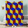 Cute Cartoon Style Rubiks Cube Throw Lightweight G Flannel Blanket Soft Skinfriendly for Summer Cooling