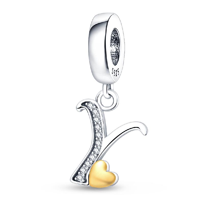 925 Silver Gold A-Z Alphabet 26 Letters Charms Bead Pendant Fit Bracelet Bangle Necklace Jewelry For Women Man