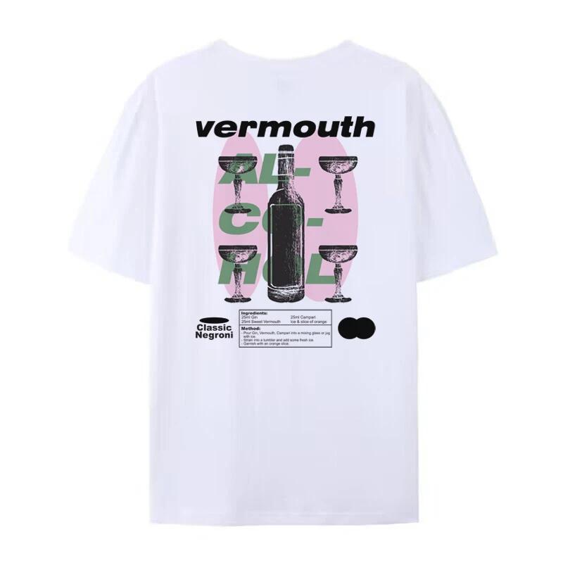 

Vermouth Cocktail Y2k Streetwear Graphic Tees Women Retro Minimal Negroni Drink T Shirt Oversized Summer Tops Unisex Clothing S