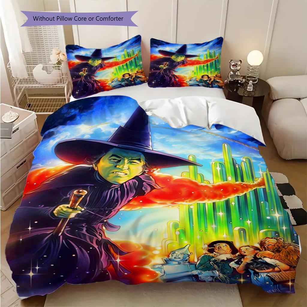 Fantasy Journey Through Emerald City Three-piece set (1 * duvet cover + 2 * pillowcase, without core) 2D Flat Soft and comfortable Bedding set