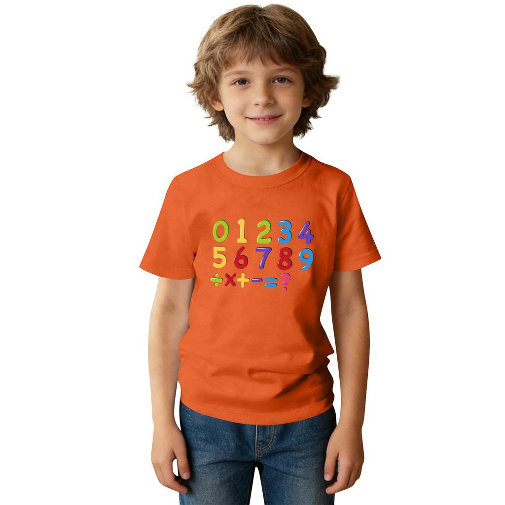 Fashionable Round Neck Short Sleeve Work Clothes Printed Tops For KID Summer Tops