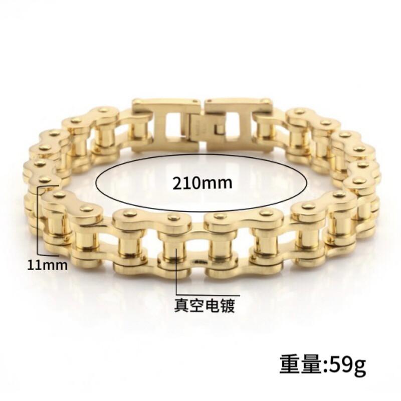 Stainless Steel Chain Bracelet Men Women Cycling Biker Punk Style Titanium Geometric Design