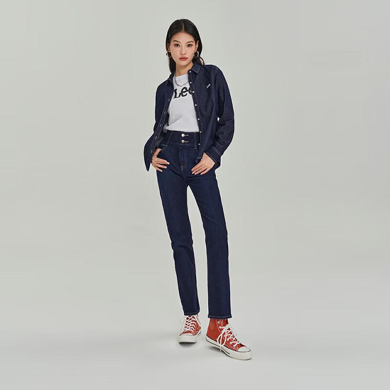 Lee Women's Classic Letter Embroidery Denim Shirt