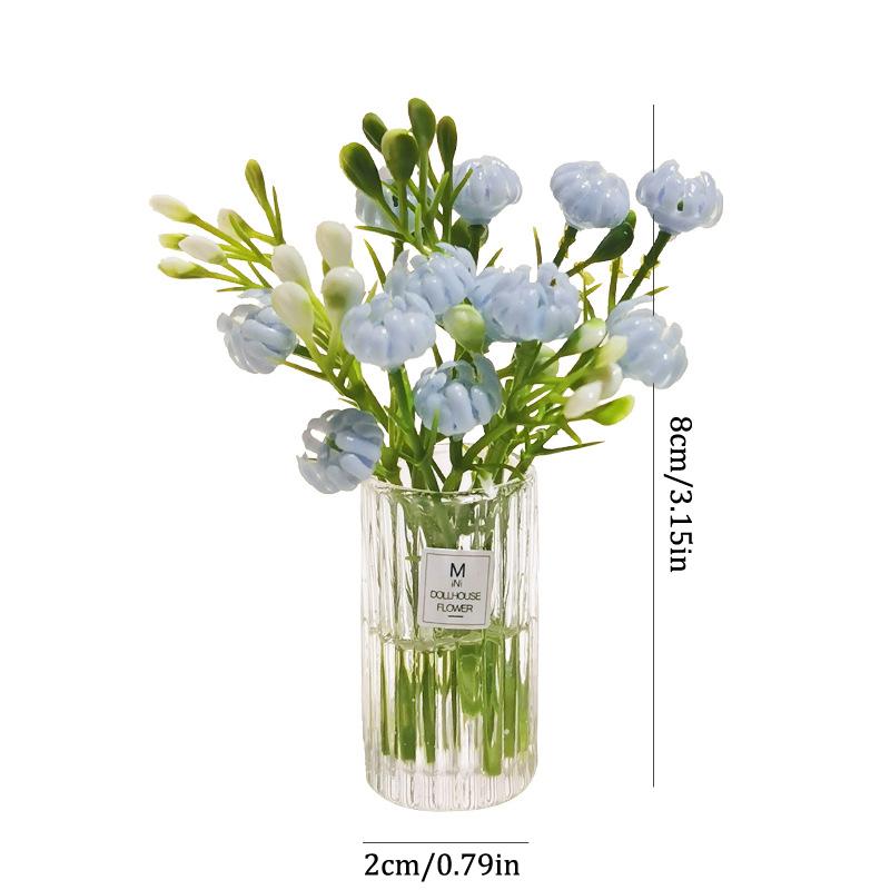 1:12 Dollhouse Miniature Bouquet Potted Plants Table Flowers Greenery Bonsai Model Desktop Vehicle Mounted Ornaments Home Decor