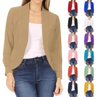 Women's Casual Fashion Solid Color Top Women's Cardigan Jacket  Without Pockets