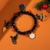 Funny Halloween Crystal Beaded Bracelet for Women Cartoon Pumpkin Black Bat Ghost Spider Web Beads Bracelets Party Jewelry Gift