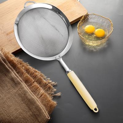 304 Stainless Steel Mesh Strainer Ergonomic Handle Fine Mesh Filter Spoon Wire Flour