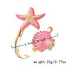 Exaggerated Starfish Shell Open Bracelet for Women Trendy Gold Color Metal Blue Enamel Marine Bracelet Beach Vacation Jewelry