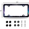 Moon License Plate Frame Starry Sky Moon Phases License Plate Stainless Steel Car Accessory Personalize Funny License Plate Holes Screws Decorative