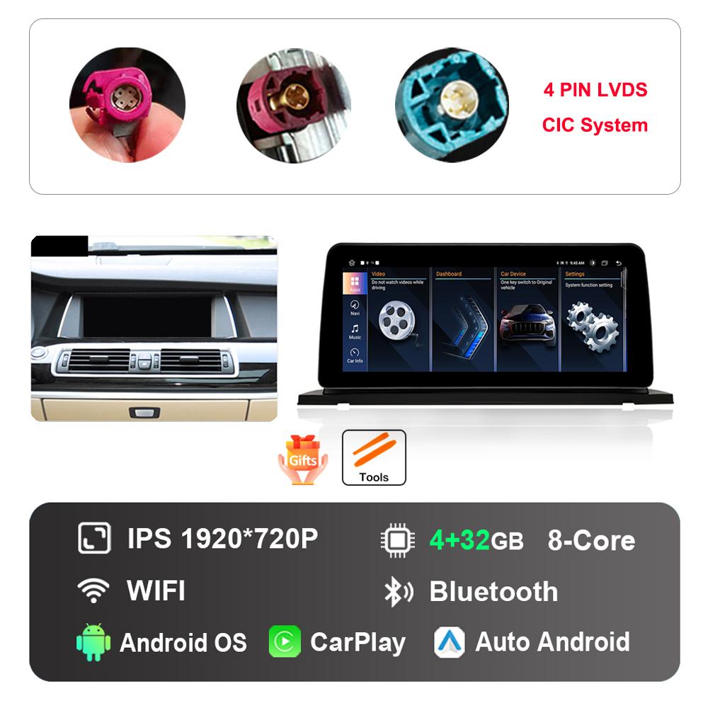 

12,3-дюймовый HD сенсорный экран для BMW 5 серии F07 GT 2011 - 2017 система CIC NBT Android автомагнитола мультимедийный плеер DSP стерео GPS