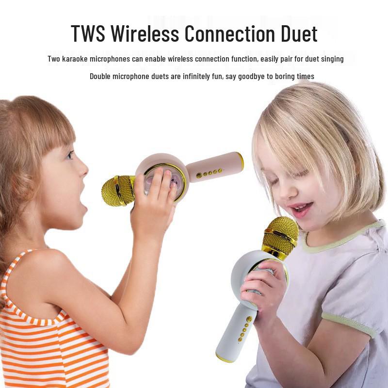 All-in-One Wireless Karaoke Bluetooth Speaker & Microphone for Children's Home Use