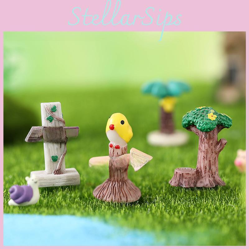 Cute Resin Mini Direction Signs For Fairy Garden Decor Four Assorted Styles
