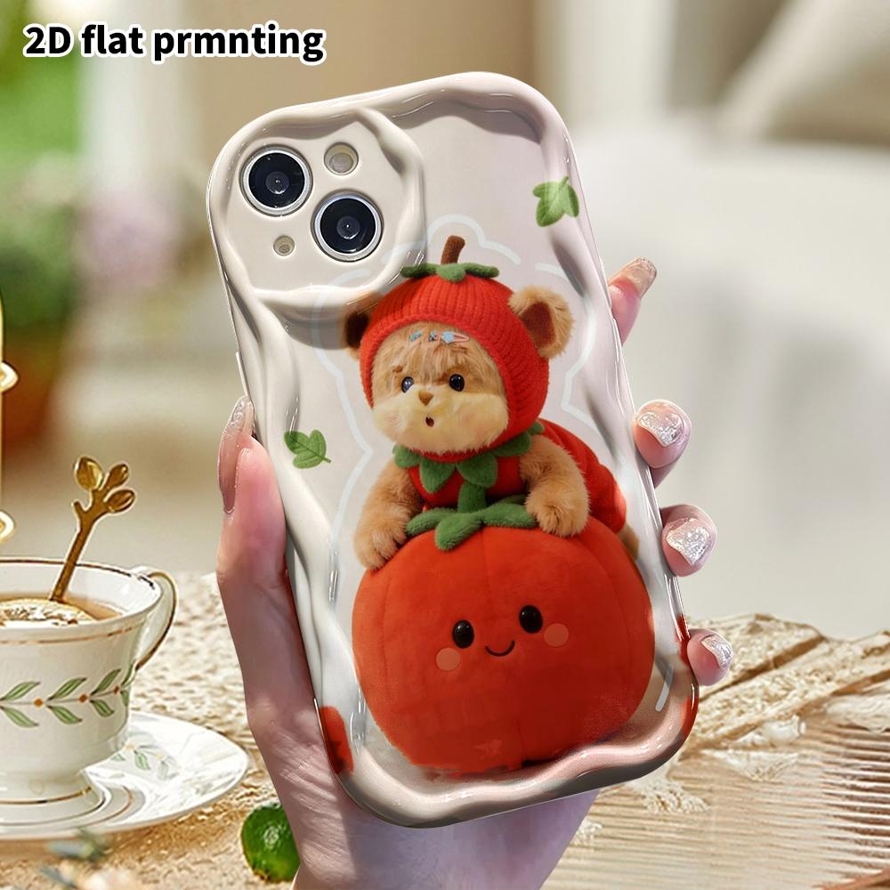 Phone Case: 2D Flat Design Suitable for iPhone 18 17 16 15 14 13 Pro Protective Case, Tomato Bear, Perfect Christmas and Halloween Holiday Gift