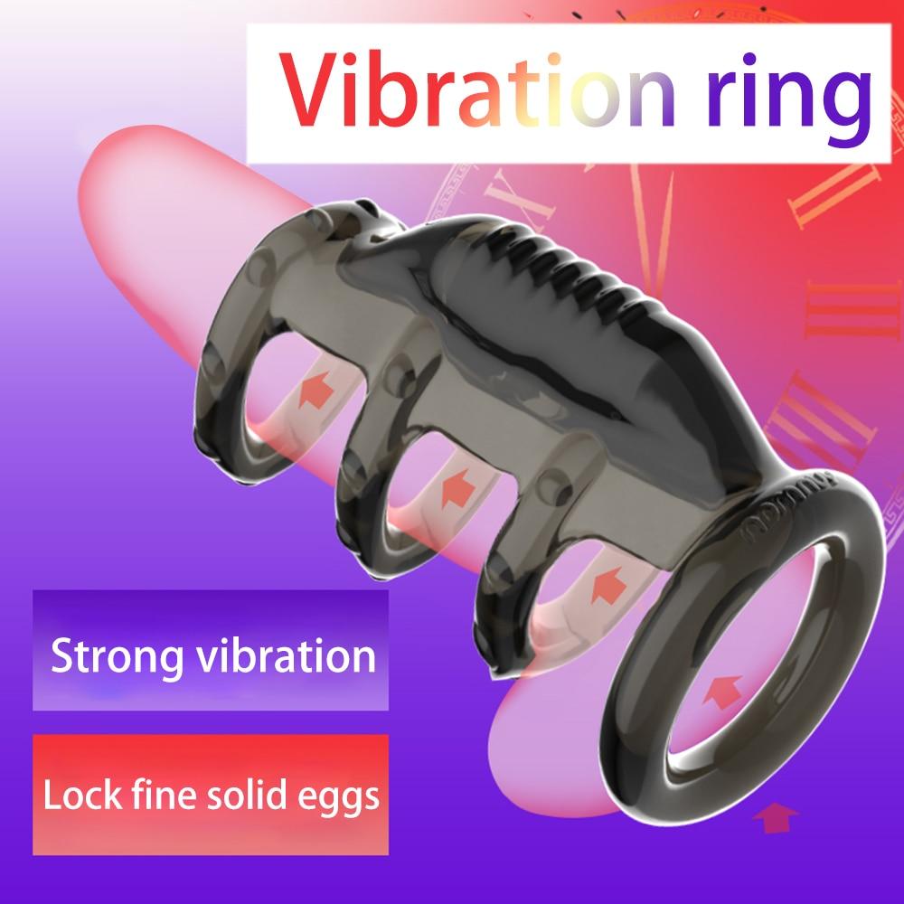 Penis Vibrating Ring Lasting Enlarge Cock Stimulate Massage Clitoris Anal Bondage Rings Sex Toys For Men Fetish Couples Sexual