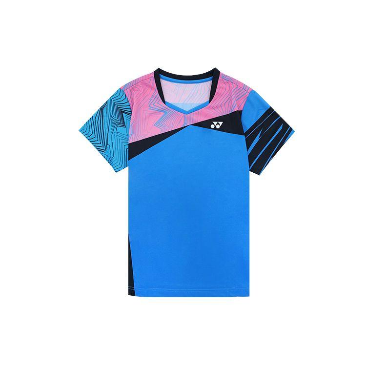 YONEX Color Block Badminton Sports Group Purchase Competition Training Quick Dry Breathable Short Sleeve T-Shirt Women Tops Light-Blue 210380BCR-791