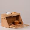 Double-Layer Bamboo Bread and Cake Storage Box with Flip-Top Lid