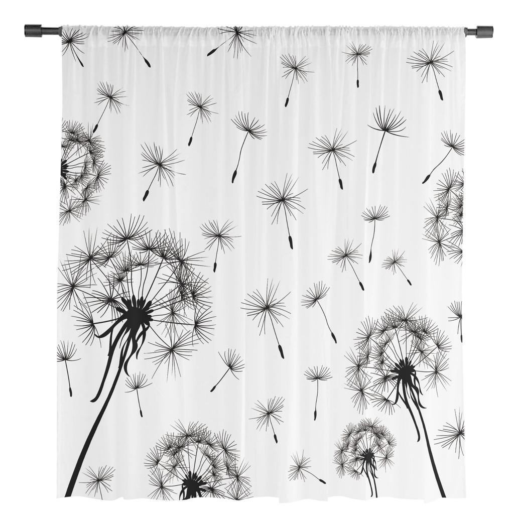Plant Dandelion Sheer Curtains for Living Room Decoration Window Curtains for Kitchen Tulle Voile Organza Curtains