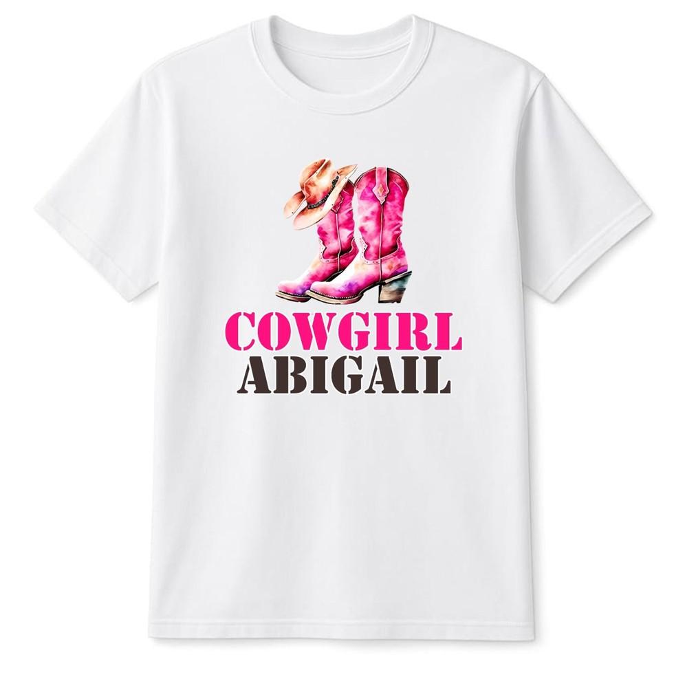 Personalised Cowgirl Pink Boots Hat Kids TShirt Western Wild West Childrens Tee S