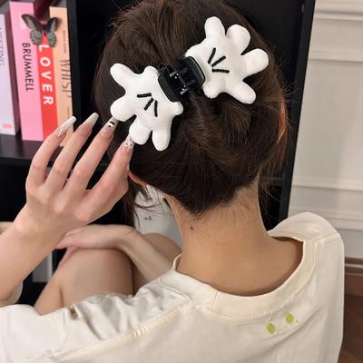 Vtipný látkový bílý malý ruční sponka do vlasů dámská móda roztomilý jedinečný design skřipec niche osobnost temperament vlasové doplňky dámské