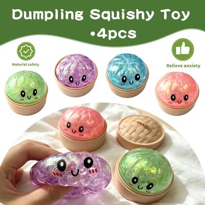 Mini Squishy Dumpling Sensory Fidget Toy Realistic Colored Glitter Steamer Bun Decompression Ball Small Squeezable Stress Relief