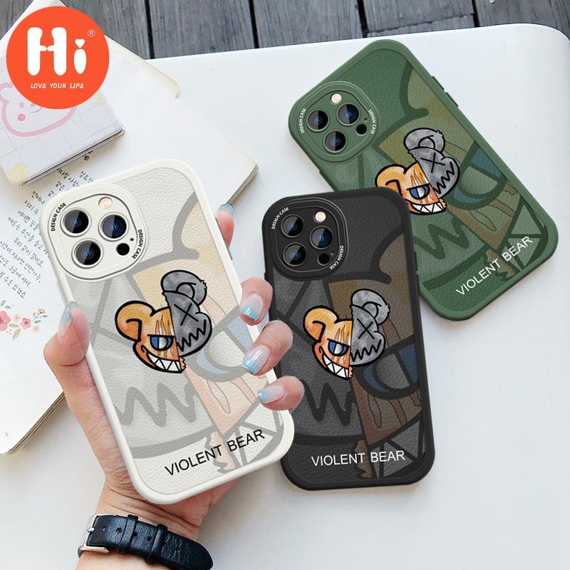 

Тонкий кожаный чехол с рисунком голых медведей, мягкий силиконовый чехол из искусственной кожи для iPhone Samsung Huawei Honor Infinix Xiaomi Redmi OPPO Realme Vivo