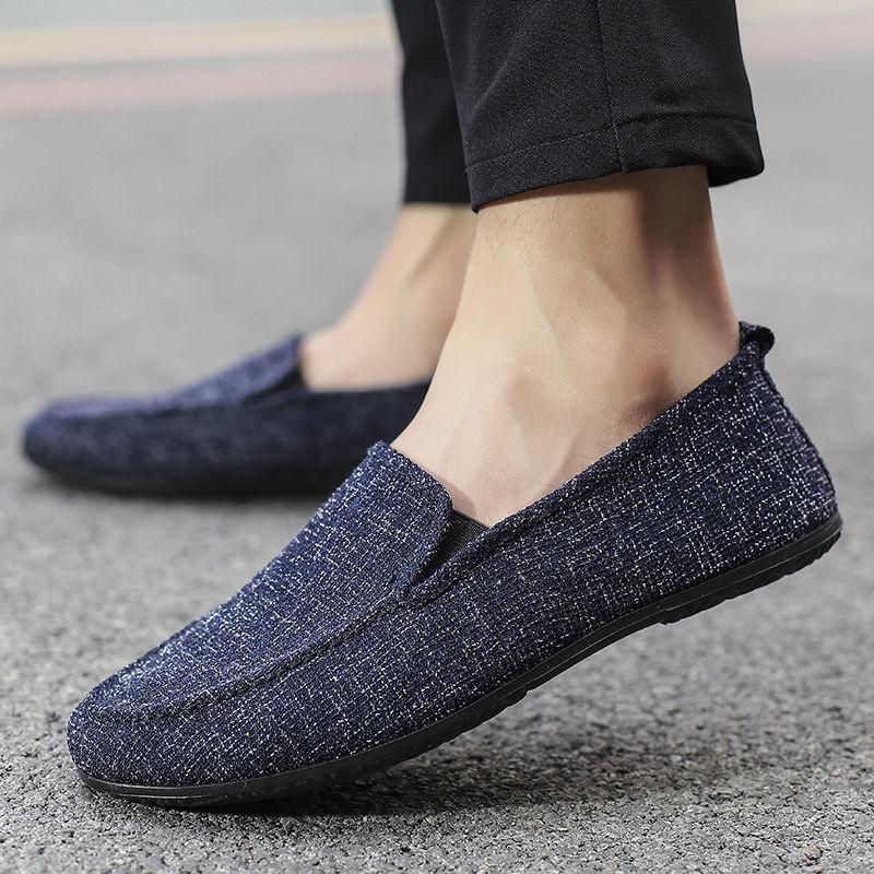 Loafers Shoes Men Slip-On Lightweight Men's Casual Canvas Shoes Summer Fashion Versatile One Step Lazy Shoes Driving Shoes Man