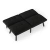 Schwarzes faltbares modernes Schlafsofa – 2-Sitzer Futon-Couch mit Schlaffunktion, platzsparendes Gästebett