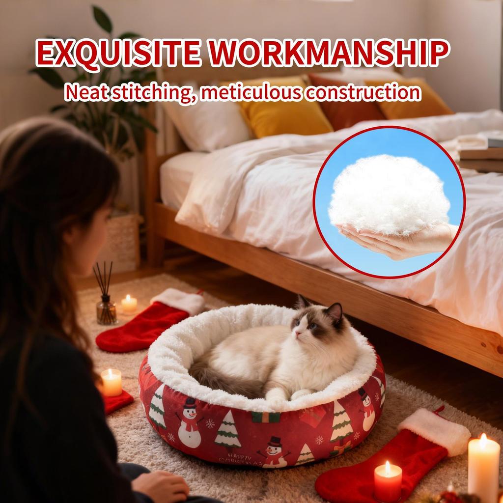 Christmas Dog Bed Christmas Calming Comfortable Pet Sofa Puppy Kitten Crate Kennel Bed For Home Dorm Bedroom Living Room Balcony