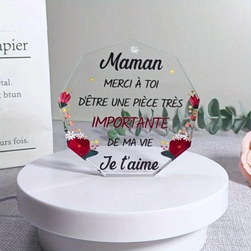 Decoración Acrílica Plana 2D, Elegante Recuerdo para el Día de la Madre - Perfecta para Navidad, Acción de Gracias y Cumpleaños, Decoración Acrílica para Escritorio y Sala de Estar