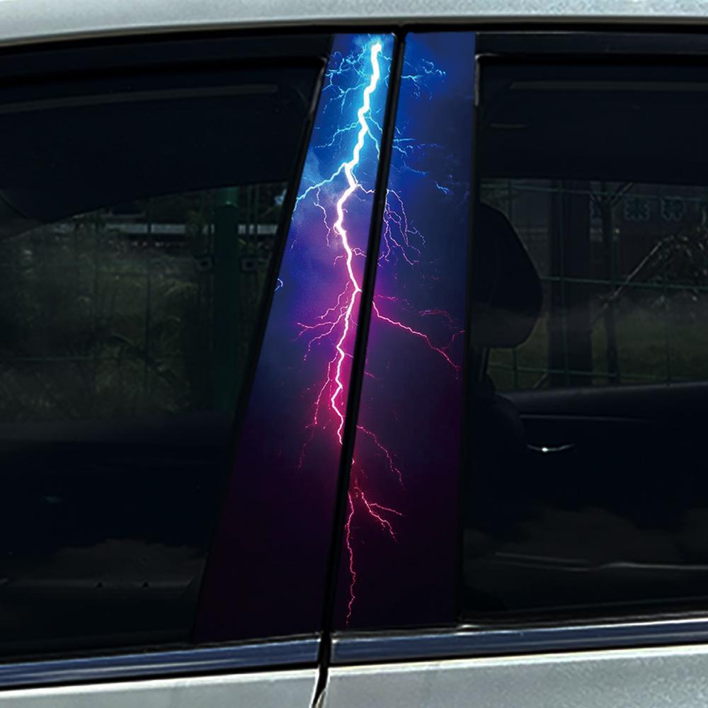 1PC/2PCS Cool Lightning Car Stickers DIY Car B-pillar Cover Scratches Waterproof Durable Decoration Auto PET Decals