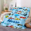 Custom Name Cute airplane Theme Printed Blanket - Perfect for Couch, Bed, Travel & Outdoor Use | Machine Washable, Cozy & Durable.