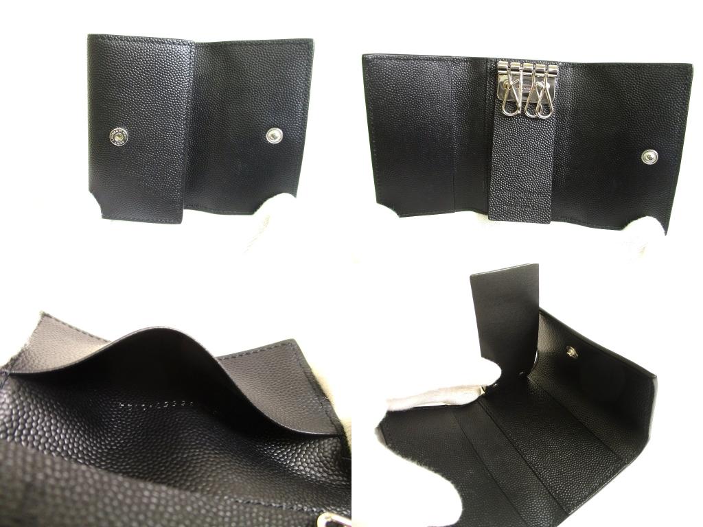 Authentischer Saint Laurent Paris YSL Schwarzes Leder 4 Bilder Schlank Schlüsselanhänger #b064 Vom Verkäufer überholt