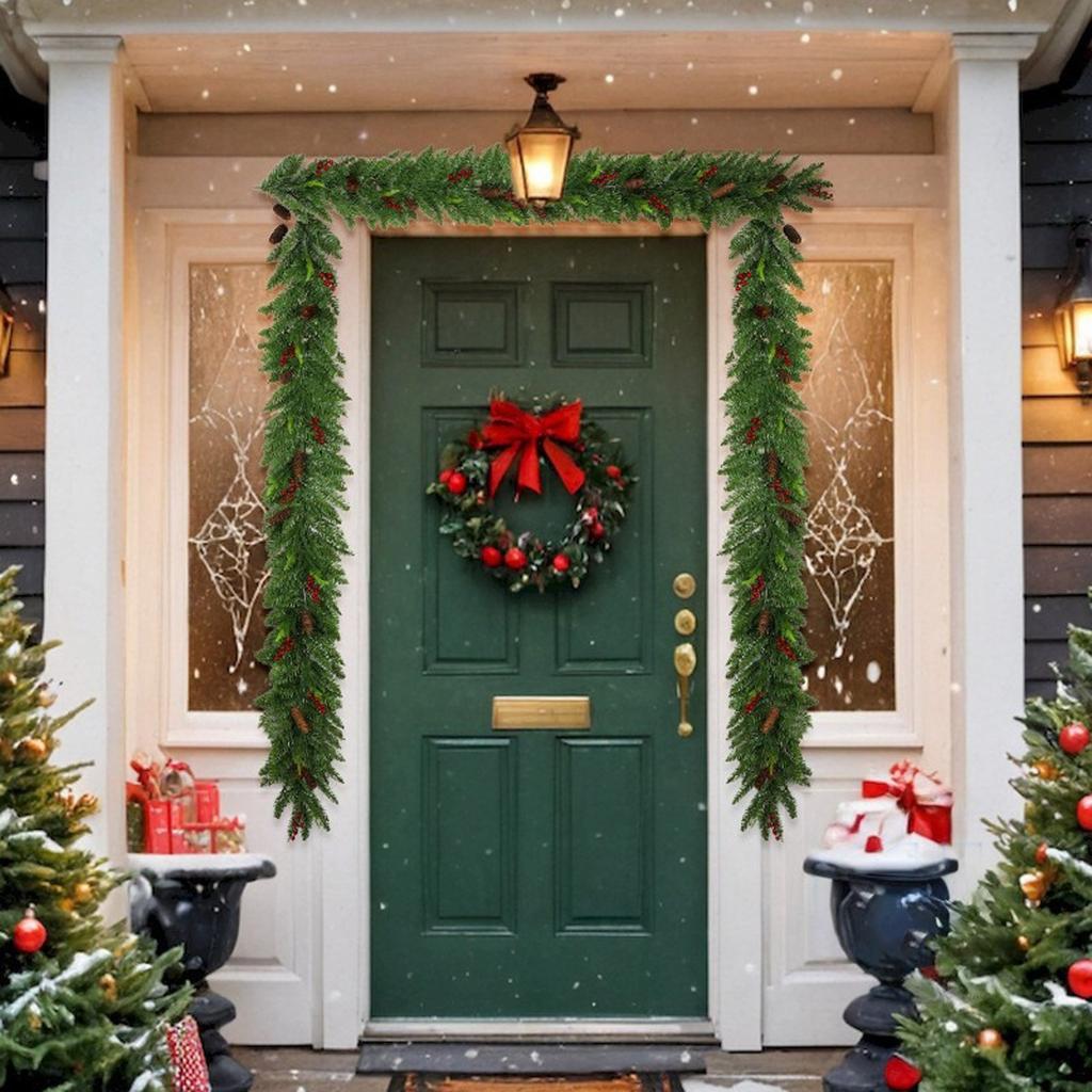 Christmas Wreath For Front Door Christmas Garland With Cones, Christmas Garland Outdoor Garland, Mantle Garland For Holiday Decoration Wreath