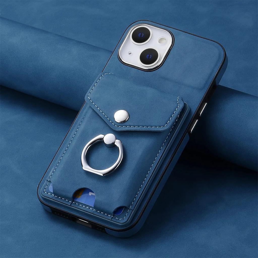 PU Leather Electroplating Ring Phone Case for IPhone 13 12 Mini 16 15 14 11 Pro XS Max XR 7 8 Plus Wallet with Card Holder Cover