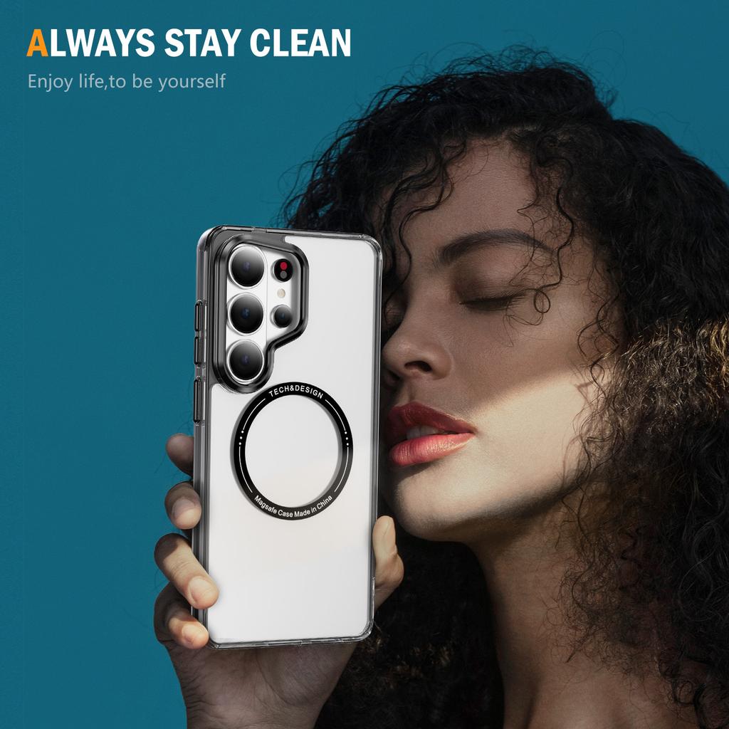 For Magsafe Magnetic Wireless Charging Transparent Phone Case for Samsung Galaxy S26 S25 Ultra S26 Plus Clear Protective Cover