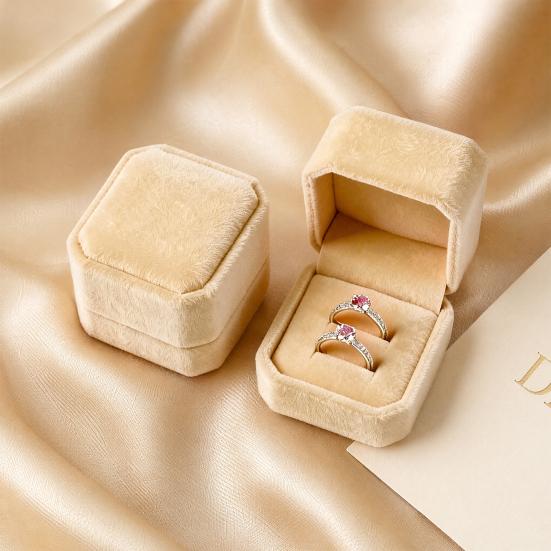 Jewelry Box, with Velvet Interior Shock-Proof Scratch-Proof Organizer, Apricot Soft Plush Jewelry Case for Rings Earrings Necklaces