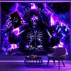 VIKAMA Purple Skeleton King Tapestry Gothic Style Poker Skeleton Wall Tapestry Bedroom Living Room Gothic Home Decoration