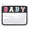 Hot Letter Patches Transparent PVC Cosmetic Bag Clutch Women Clear Travel Make Up Cosmetic Bag Pouches Stuff Makeup Toiletry Bag