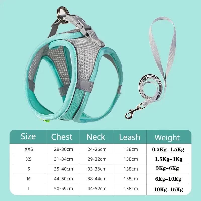 Soft mesh dog chest strap suitable for training walks adjustable dog vest suitable for small and medium-sized dogs and cats