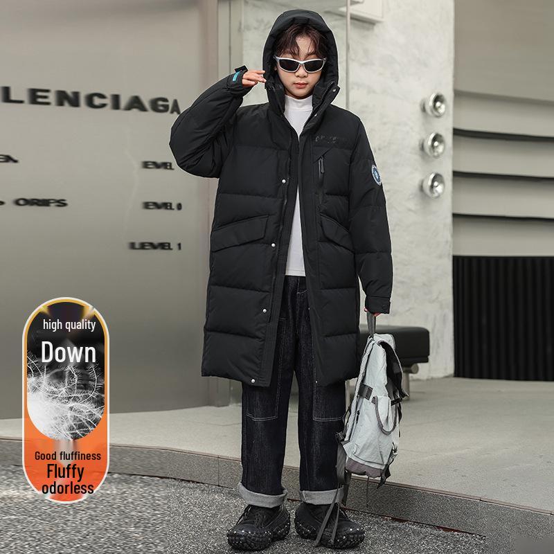 2025 Kids' Thick Winter Over-the-Knee Down Jacket for Boys and Girls
