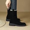 Damskie Zamszowe Botki Śniegowce Przytulne Pluszowe Ciepłe Bawełniane Buty na Średnim Obcasie Markowe Zimowa Moda 2025 Trend Do Chodzenia Antypoślizgowe Botas Mujer