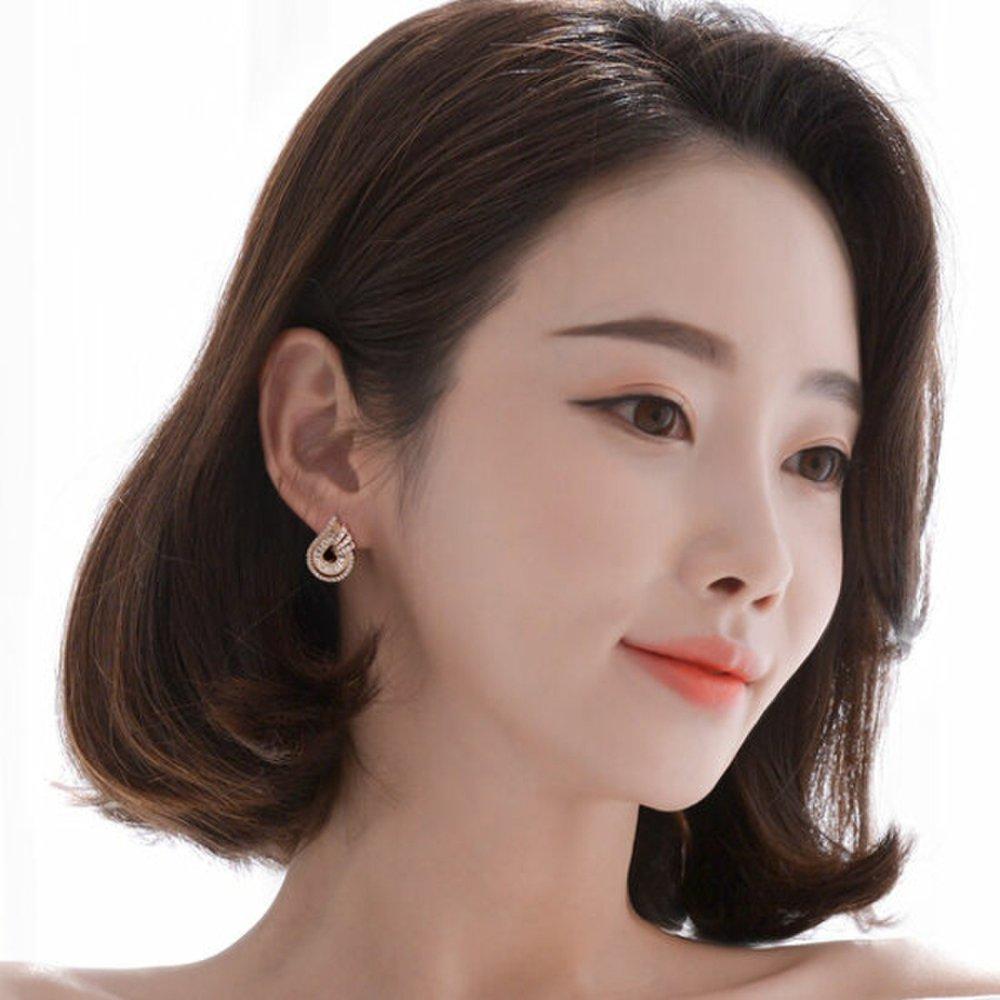 [] 14K Gf Shining Tear Gold Filled Pin Water Drop One-Touch Earrings