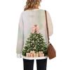 Women's Casual Christmas Print Long Sleeve Pullover with Round Neck