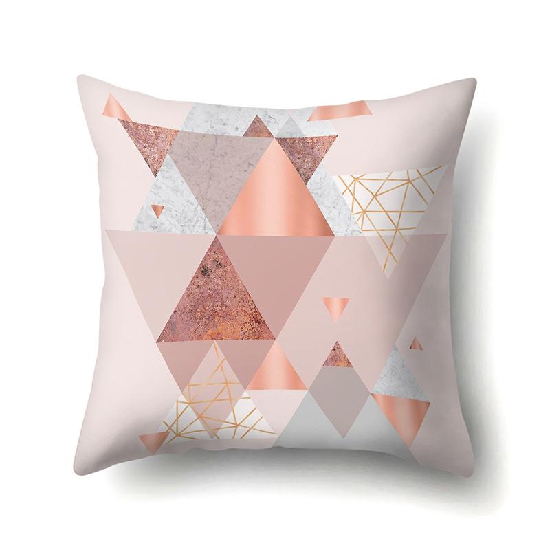Polyester Pillowcase Marble Nordic Ins Style Geometric Printed Peach Leather Velvet Living Room Sofa Pillowcase