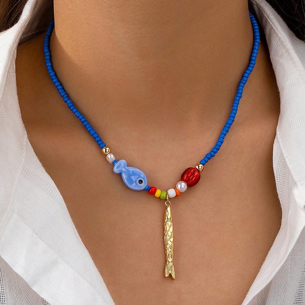 

Модне кольє для жіночих ювелірних виробів синій