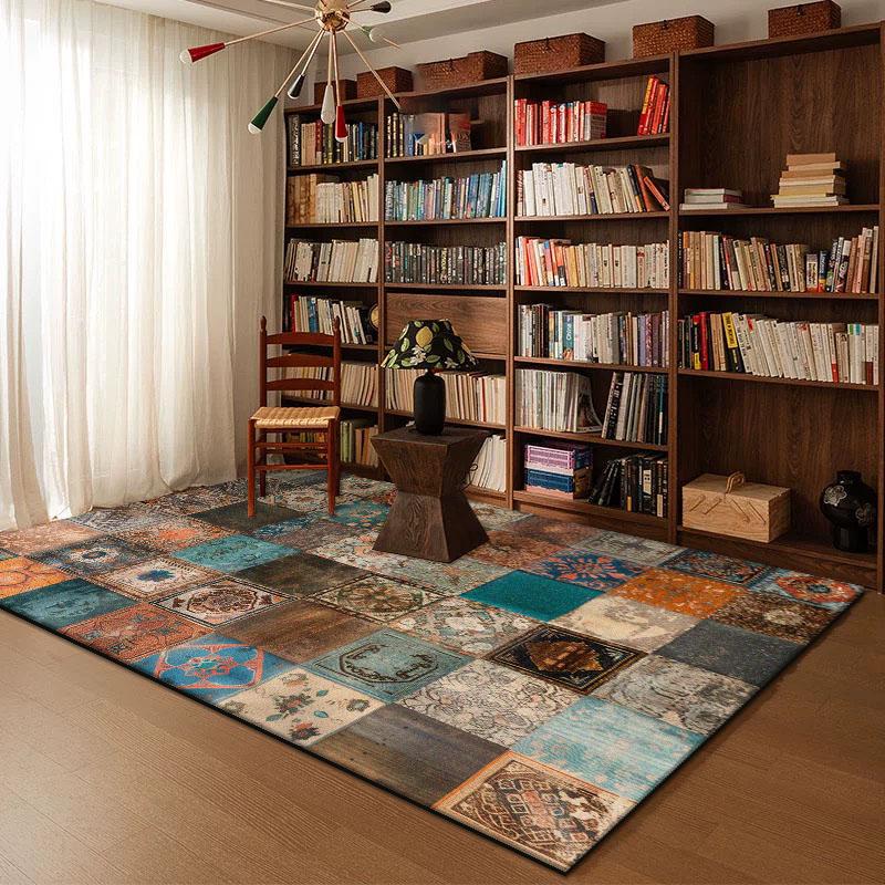 Geometrischer abstrakter Teppich für Wohnzimmerdekor Arbeitszimmer zu Hause Große Flächenteppiche Schlafzimmer Bettseite Waschbar Rutschfest Weiche Bodenmatte
