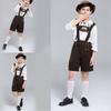 3Pcs Boy Oktoberfest Costume Kid Uniform Lederhosen Shorts with Shirt and Hat for Halloween Party Oktoberfest Festivals